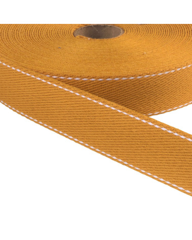 Saddle stitch strap 30mm mustard per meter