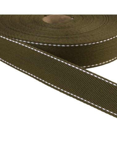 Saddle stitch strap 30mm khaki per meter