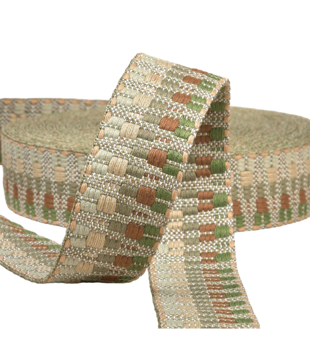 Ethnic strap 38mm khaki per meter