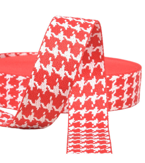 Houndstooth strap 38mm red per meter