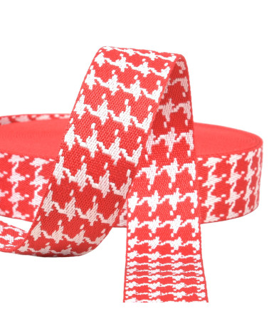 Houndstooth strap 38mm red per meter
