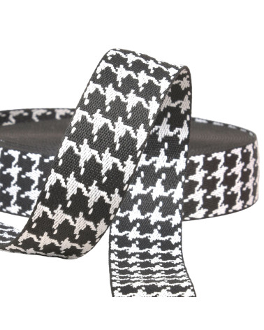 Houndstooth strap 38mm black per meter