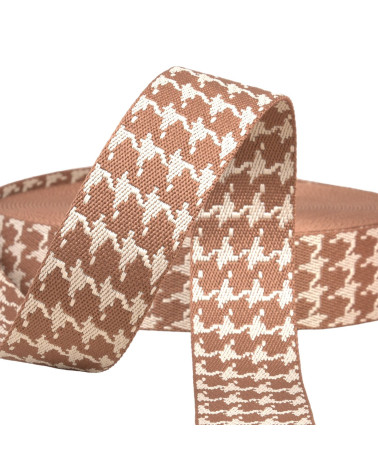 Houndstooth strap 38mm chocolate brown per meter