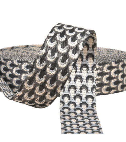 Peacock strap 38mm gray black per meter