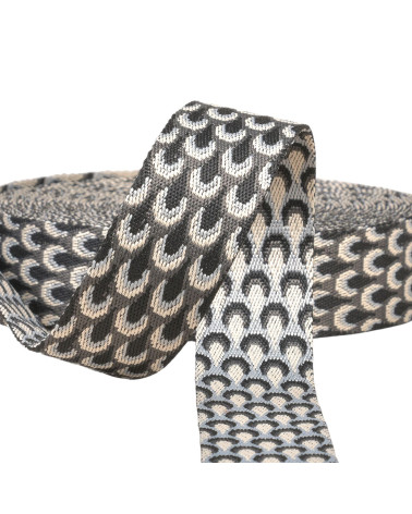 Peacock strap 38mm gray black by the meter