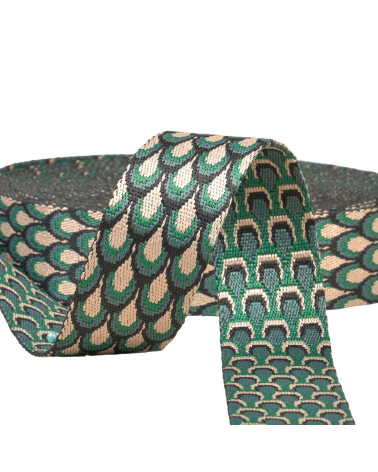 Peacock strap 38mm khaki green per meter