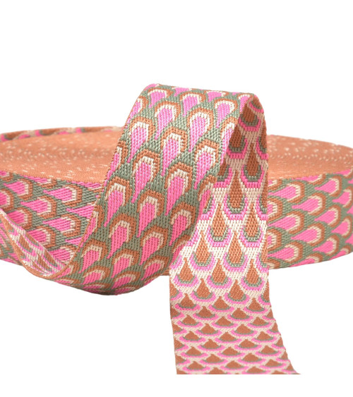 Peacock strap 38mm raspberry per meter