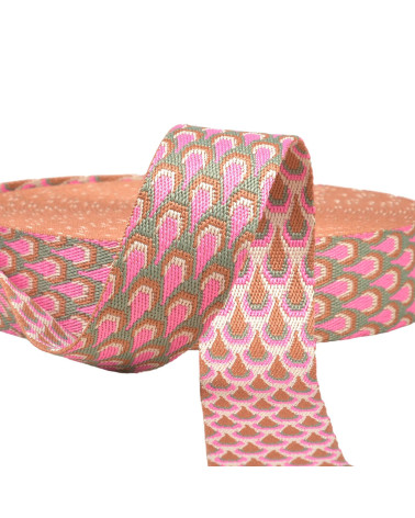 Peacock strap 38mm raspberry per meter