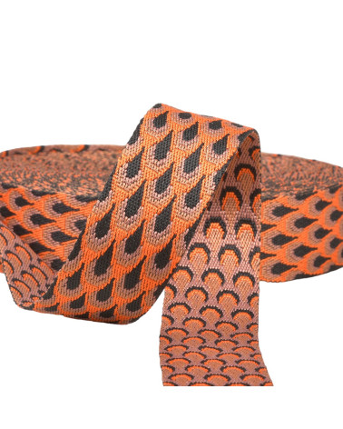 Peacock strap 38mm orange per meter