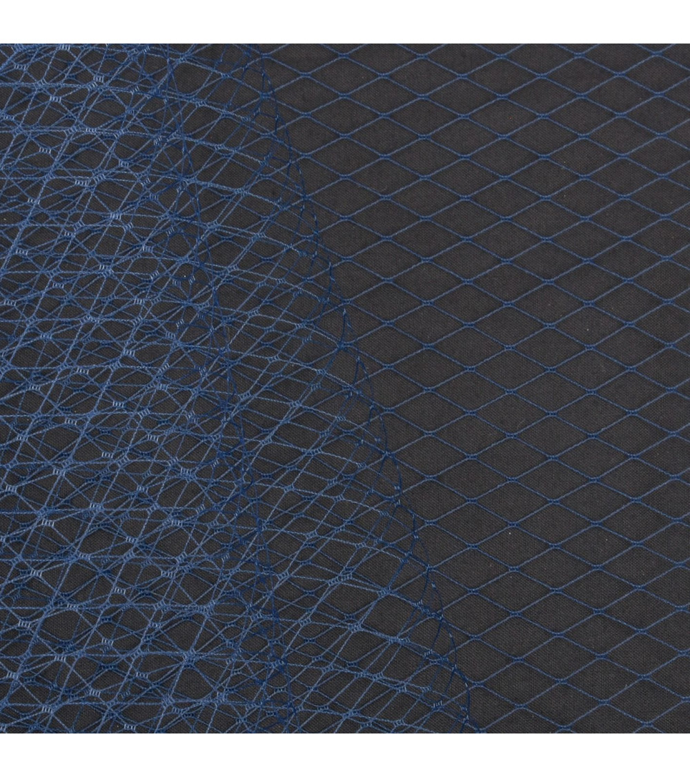 Fishnet veil for hats 250mm navy blue by the meter