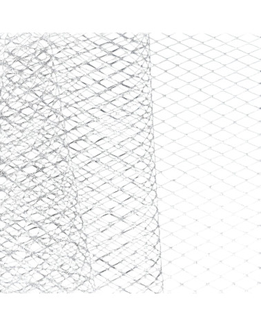 Fishnet veil for hats 250mm white/silver per meter