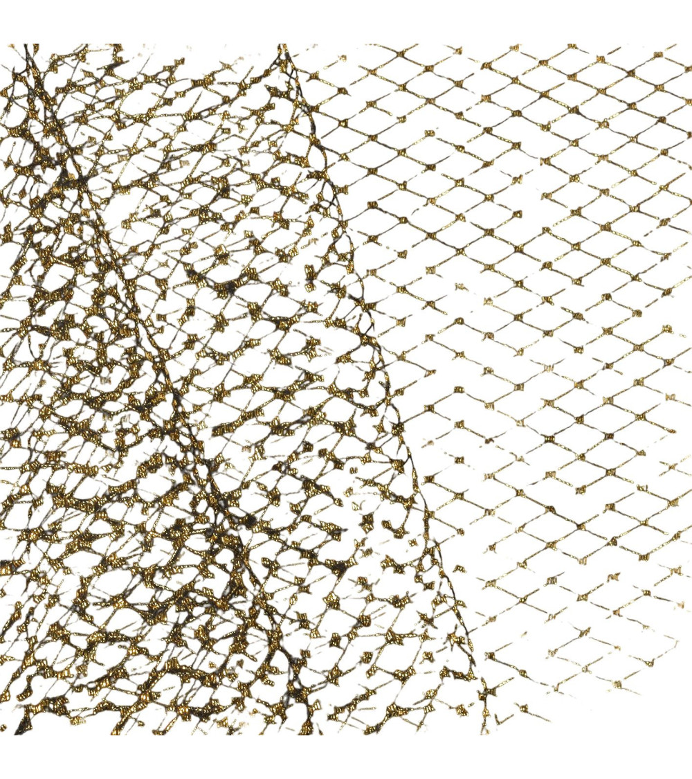 Fishnet veil for hats 250mm black/gold by the meter