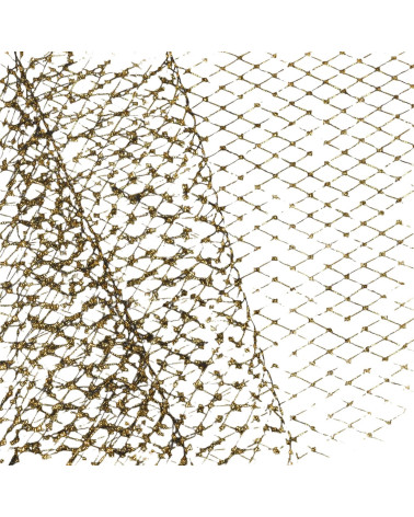 Fishnet veil for hats 250mm black/gold by the meter