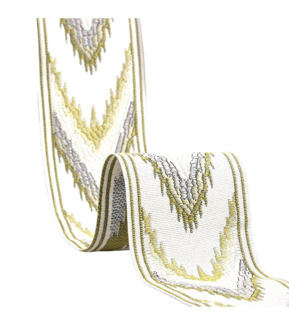 Herringbone jacquard braid 58mm anise green by the meter