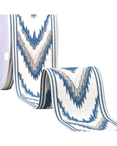 Fischgräten-Jacquard-Geflecht, 58 mm, Blau, Meterware