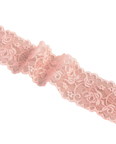 Elastic lace flowers 62mm salmon by the meter