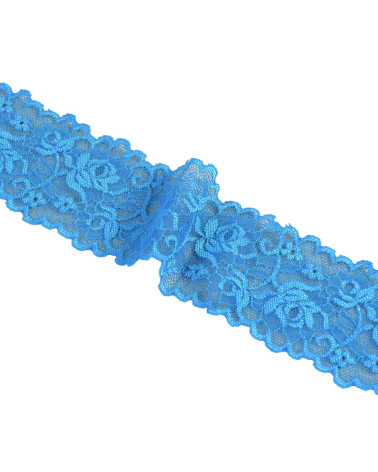 Elastic lace flowers 62mm royal blue per meter