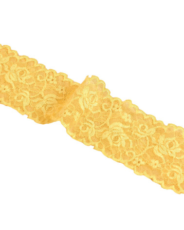 Elastic lace flowers 62mm yellow gold per meter