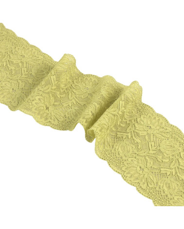 Elastic lace flowers 102mm anise green per meter