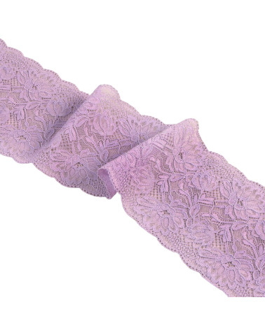 Elastic lace flowers 102mm purple per meter