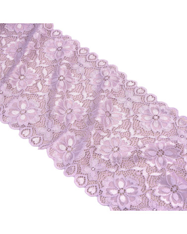 Elastic lace flowers 180mm purple per meter