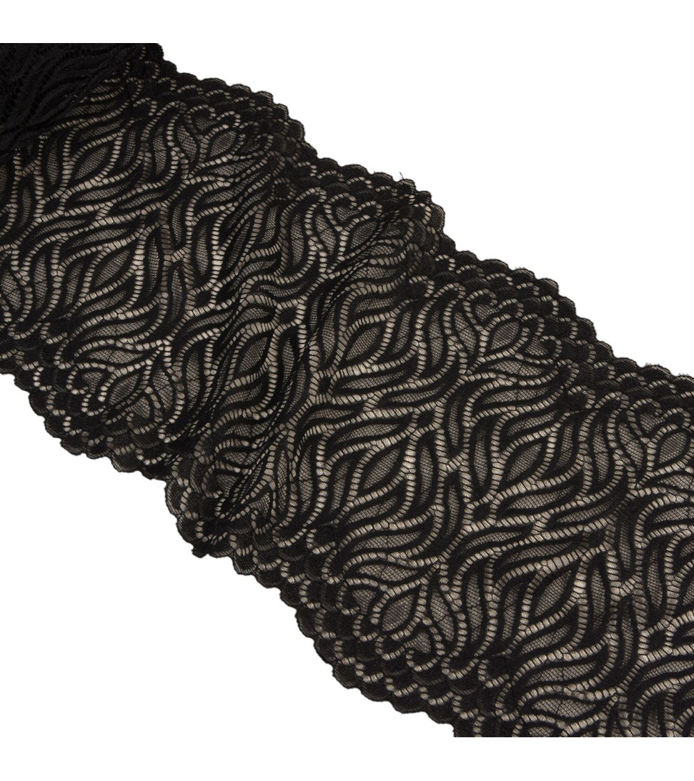 Elastic flame lace 200mm black per meter