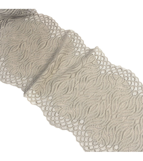 Elastic flame lace 200mm medium gray per meter