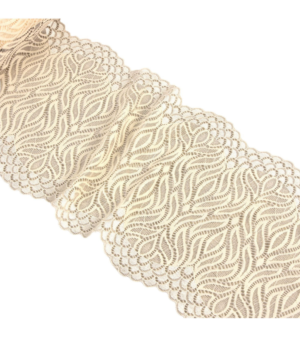 Elastic flame lace 200mm ecru by the meter