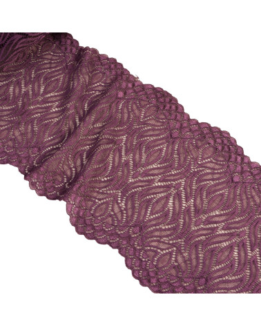 Flame elastic lace 200mm plum per meter