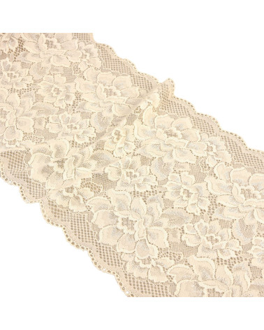 Elastic lace flowers 230mm ecru by the meter