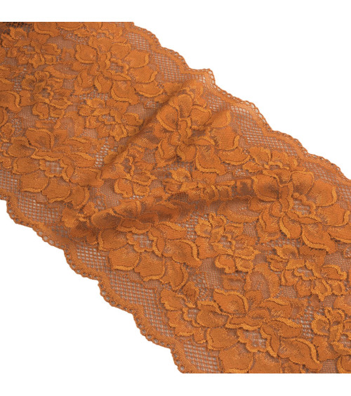 Elastic lace flowers 230mm rust per meter