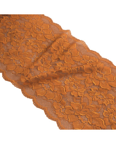 Elastic lace flowers 230mm rust per meter