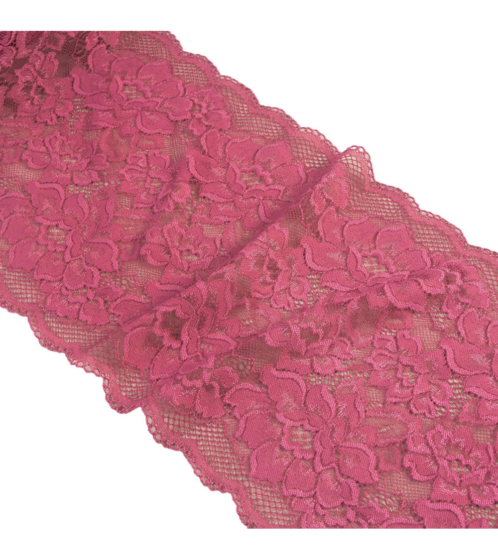 Elastic lace flowers 230mm fuchsia per meter