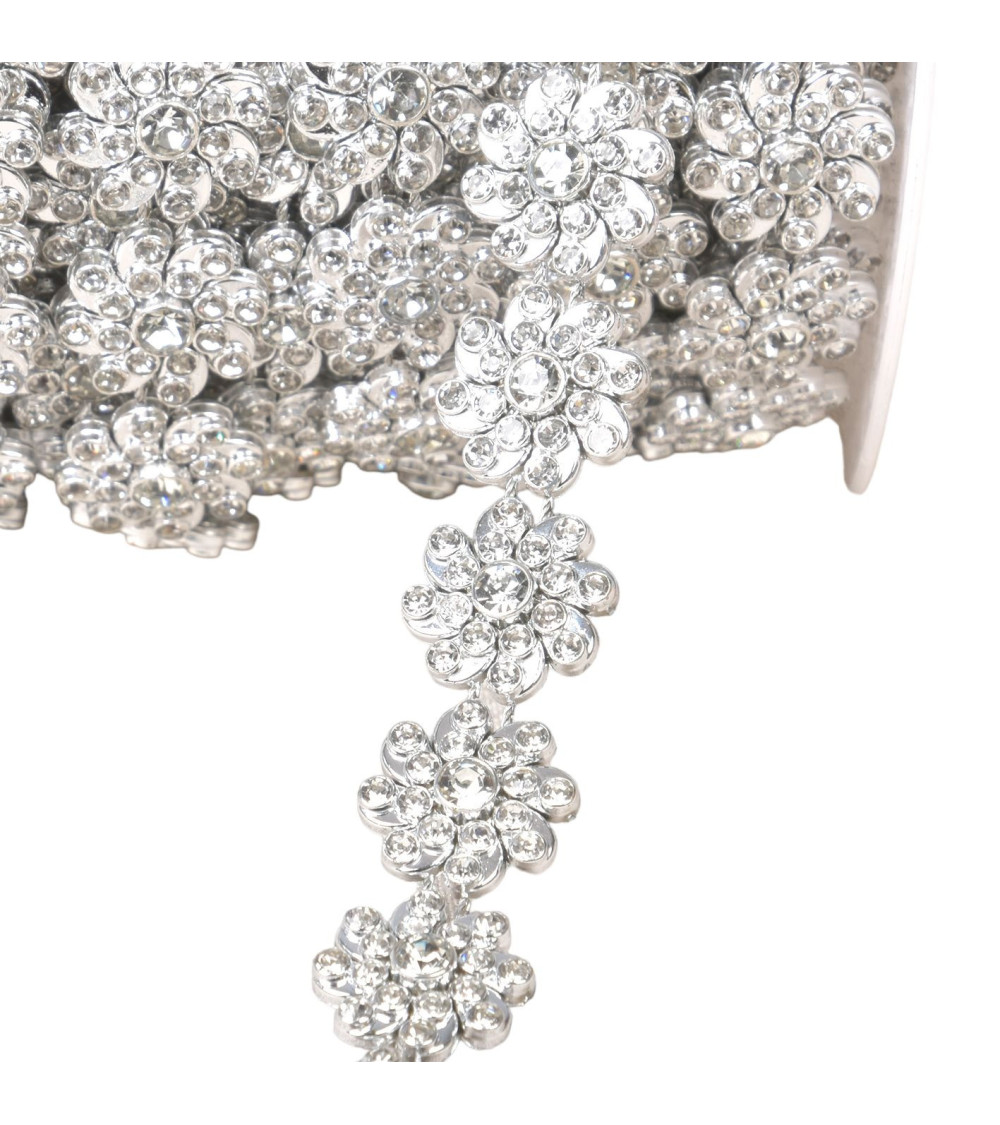 Flower braid 17mm 17mm silver per meter