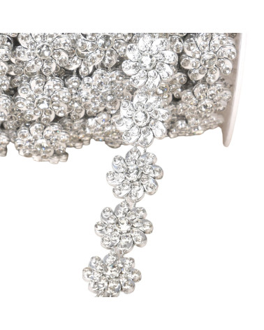 Flower braid 17mm 17mm silver by the meter