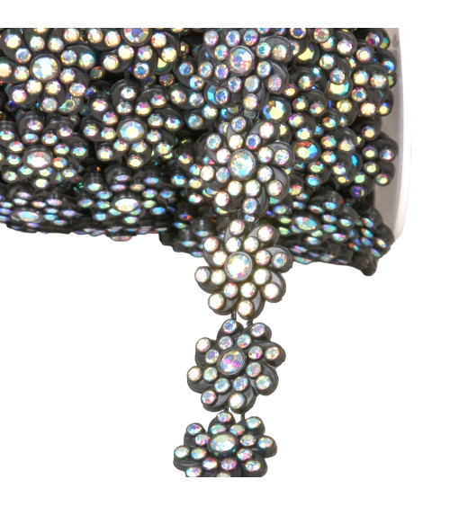 Galon fleurs 17mm 17mm noir au mètre