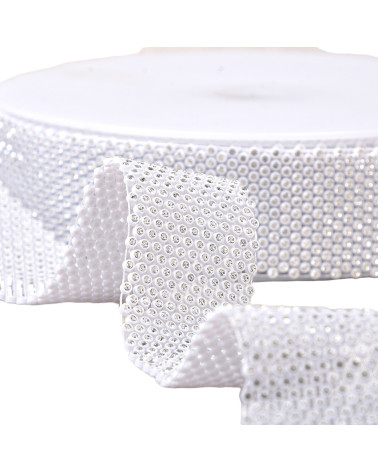 Stone braid on metal grid 38mm white by the meter