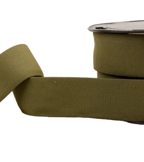 Soft elastic 40mm khaki per meter