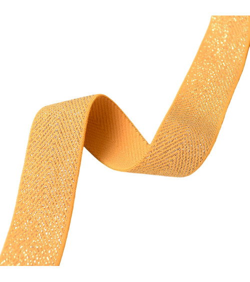 Metallic chevron elastic 32mm mustard/gold per meter