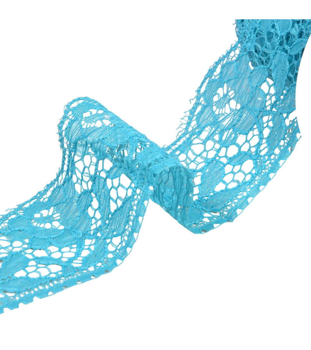 Rachel lace flowers 60mm turquoise per meter