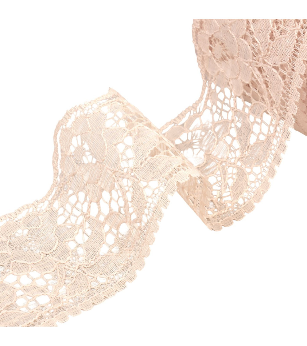 Rachel lace flowers 60mm beige per meter