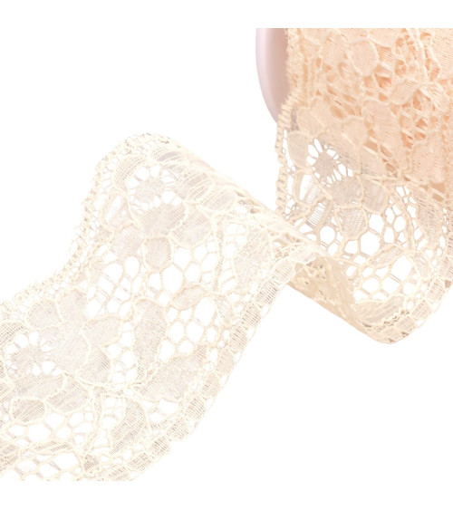 Rachel lace flowers 60mm ecru by the meter