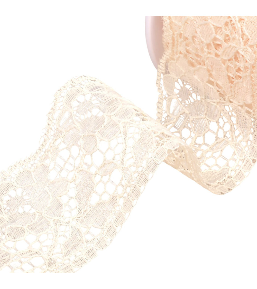 Rachel lace flowers 60mm ecru by the meter