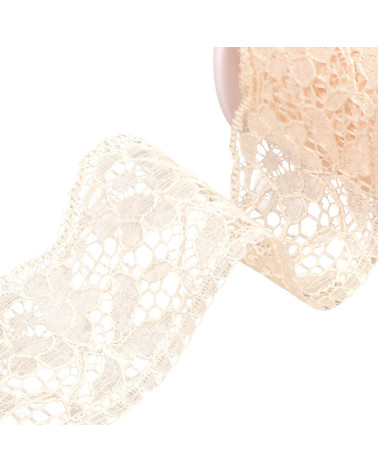 Dentelle rachel fleurs 60mm écru au mètre