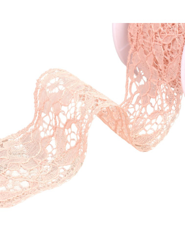 Dentelle rachel fleurs 60mm saumon au mètre