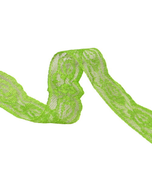 Rachel lace roses 28mm anise green per meter