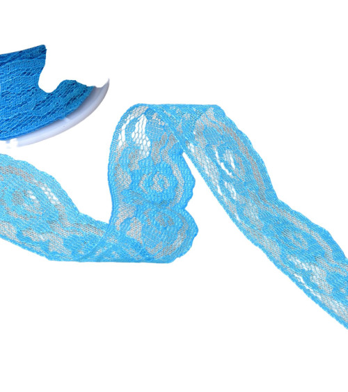 Rachel roses lace 28mm turquoise per meter