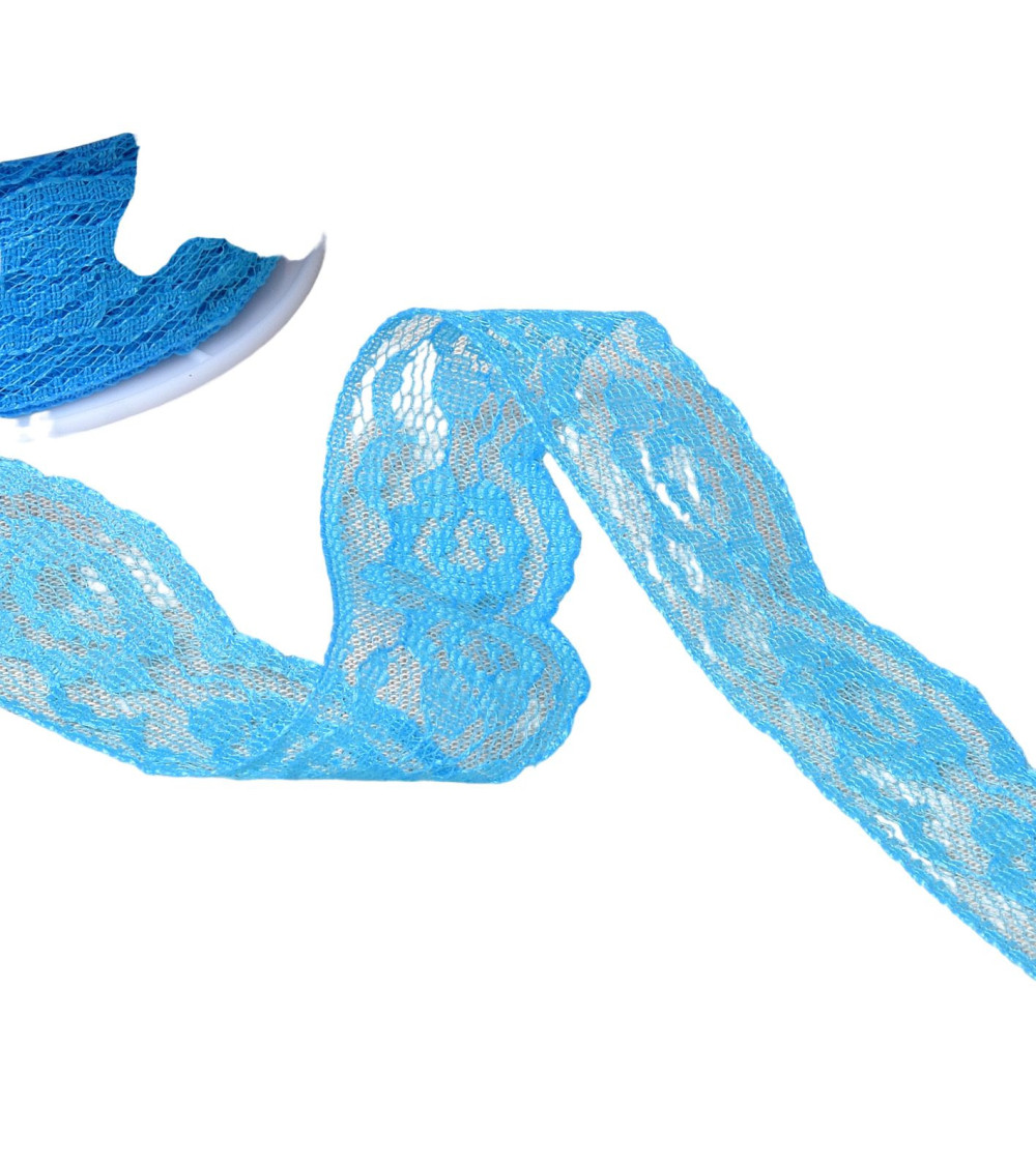 Rachel Roses Lace 28mm Turquoise by the meter