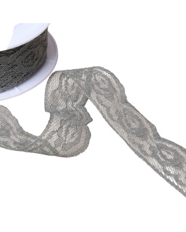 Rachel Roses Lace 28mm Medium Grey By The Meter