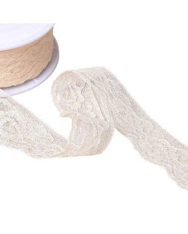 Dentelle rachel roses 28mm écru au mètre